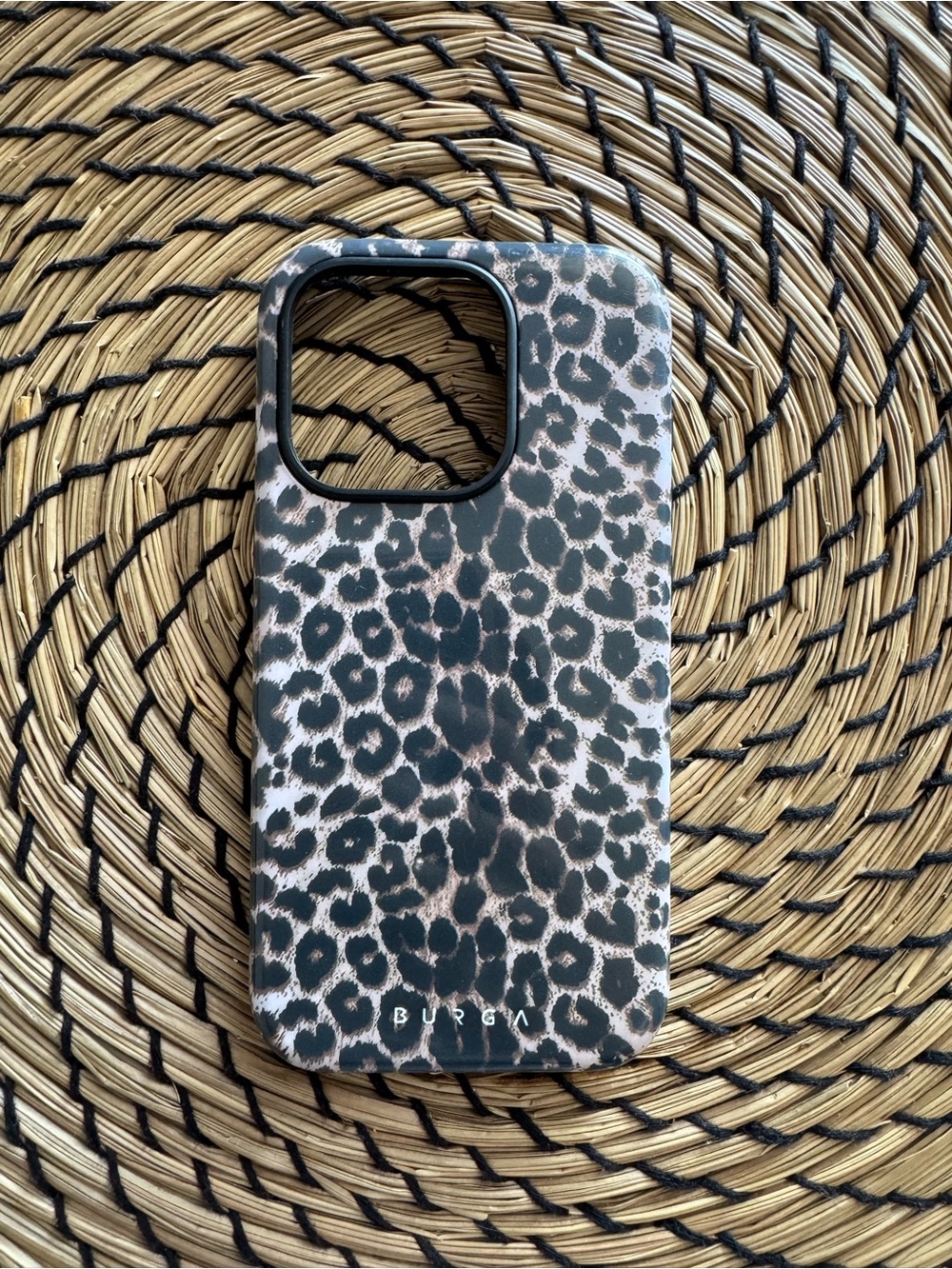 BURGA iPhone 15PRO Leopard Print Phone Case - Black/Tan